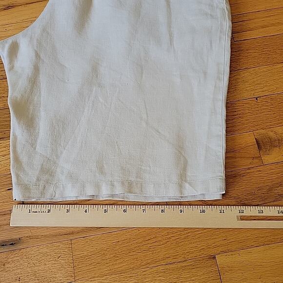 Neiman Marcus Linen Pull On Shorts Beige High Rise Lagenlook Minimalist Travel - Picture 8 of 11